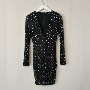 Black Sequins & Pearl Dress